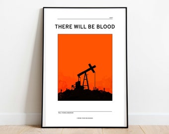 Wee Blue Coo – Stampa D’Arte ‘There Will Be Blood’ Daniel Plainview – 30x41 Cm (12x16″) Con Bordo Per Cornice – Illustrazione Di Wayne Maguire