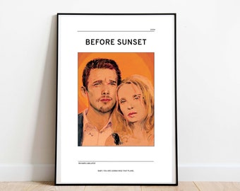 Before Sunset Movie Art Print | Before Sunset Movie Poster | Richard Linklater Poster | Julie Delpy Ethan Hawke