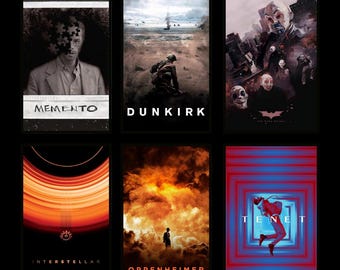 Christopher Nolan Film Poster Set | Interstellar | Dunkirk | Dark Knight | Memento | Prestige
