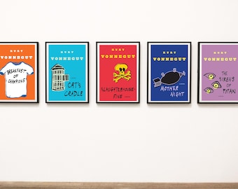 Kurt Vonnegut Poster Set | Vonnegut Art Print | Slaughter-house Five Poster| Sirens of Titan | Cat's Cradle | Vonnegut Wall Art