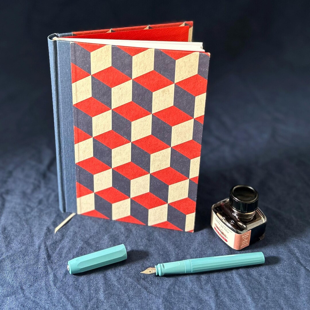 Traditional Hand Made Quarter Bound Notebook Cubes Tiled SALE - Etsy