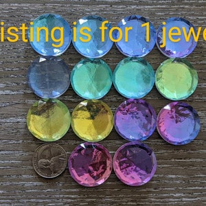 1 - 30mm (~ 1.2&quot;) dichroic round faceted glass jewel | rainbow dichro gem | stained glass jewel | bevel