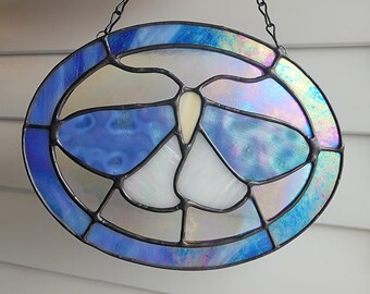 Stained Glass Moth Suncatcher | Butterfly | Glass Art | Window Hanging | Purple Iridescent Moth