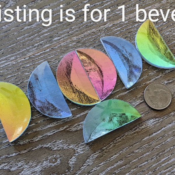 1 - 2" dichroic half circle bevel | dichro jewel | semi circle | stained glass bevel