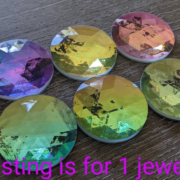 1 - 50mm (2inch) dichroic faceted jewel for stained glass | rainbow dichroic gem | stained glass jewel