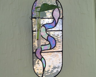 Stained Glass Snake Propagation Station • Iridescent Snake Suncatcher with Test Tube Vase • Hanging Plant Propagator • Handmade Glass Decor