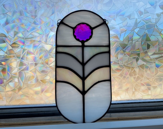 Stained glass Suncatcher with dichroic jewel | window hanging | rainbow color changing