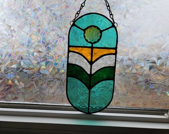 Stained glass Suncatcher with dichroic jewel | window hanging | rainbow color changing