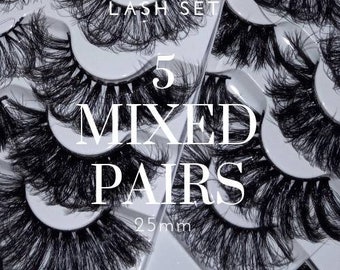 Set de 5 pares de pestañas / Pestañas de 25 mm / 5 pestañas mixtas