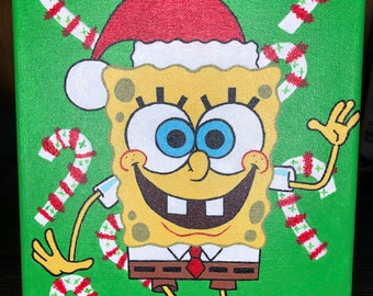 SpongeBob Christmas Canvas Painting
