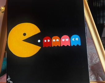 Pac-Man and Ghosts Acrylic Painting