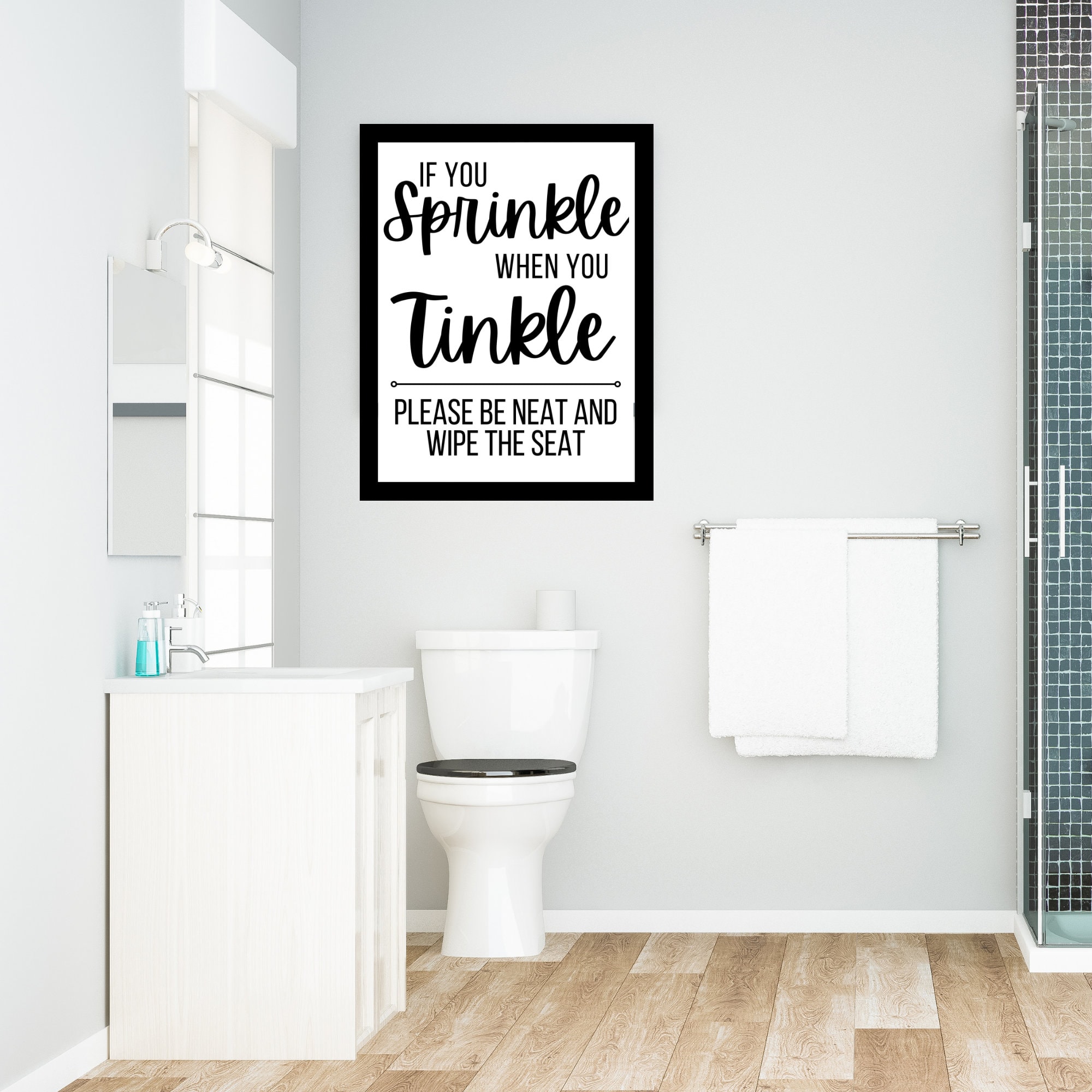 Sprinkle When You Tinkle Sign, Funny Air Bnb, VRBO, Rental Bathroom ...