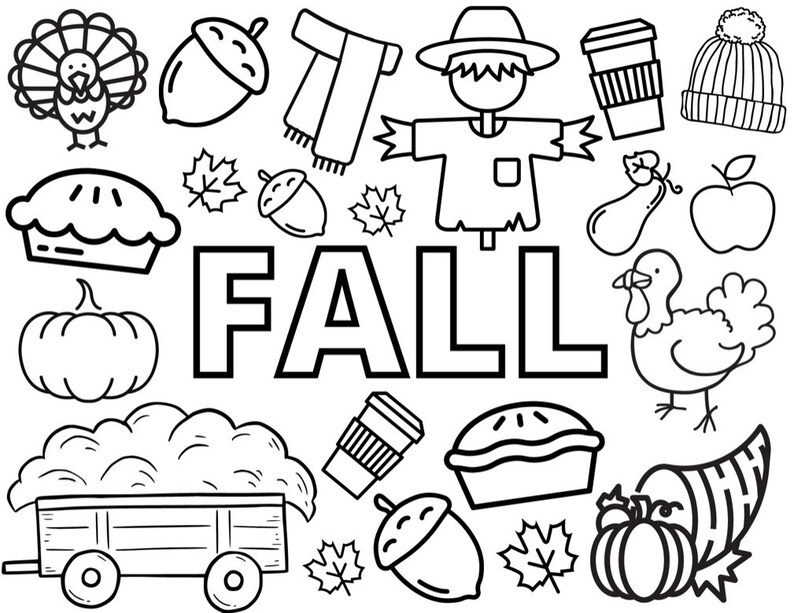 Fall Coloring Sheets Printable Fall Coloring Pages Halloween - Etsy UK