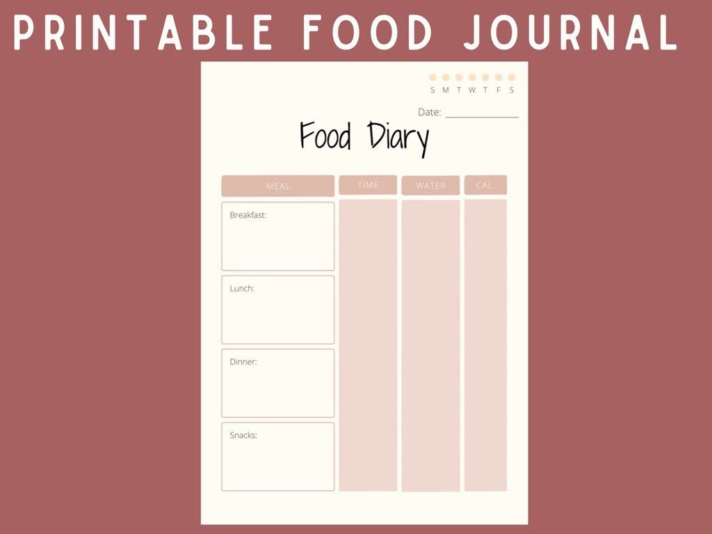 Food Journal Printable Food Journal Monthly Food Diary Food - Etsy