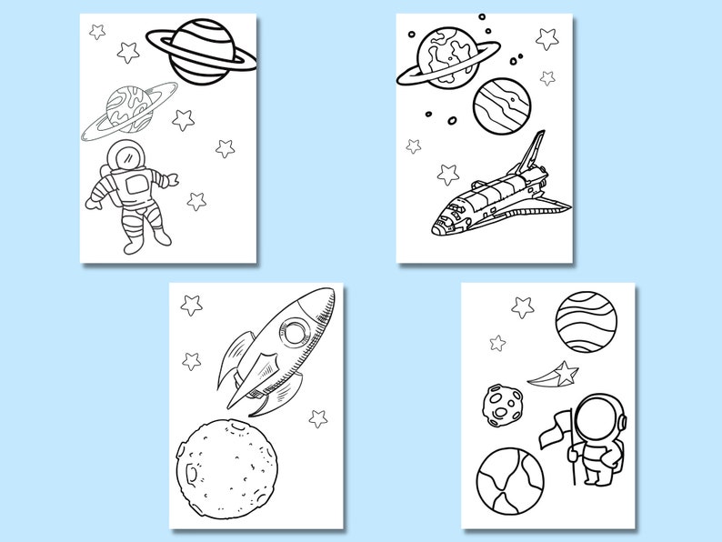 Space Adventure Digital Coloring Book for Kids Space Coloring - Etsy