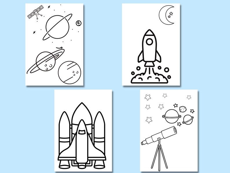 Space Adventure Digital Coloring Book for Kids Space Coloring - Etsy