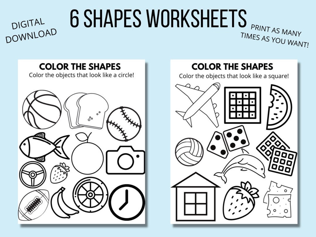 Shapes Worksheets Kids Worksheets Kindergarten Worksheets - Etsy