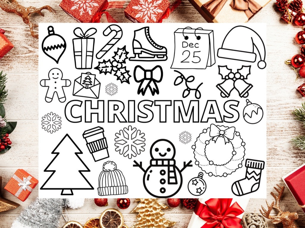 Christmas Coloring Sheet, Printable Christmas Coloring Page, Christmas ...