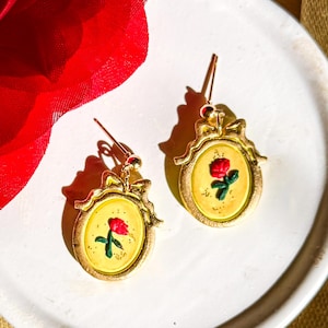 Beauty & The Beast inspired dangle clay earrings