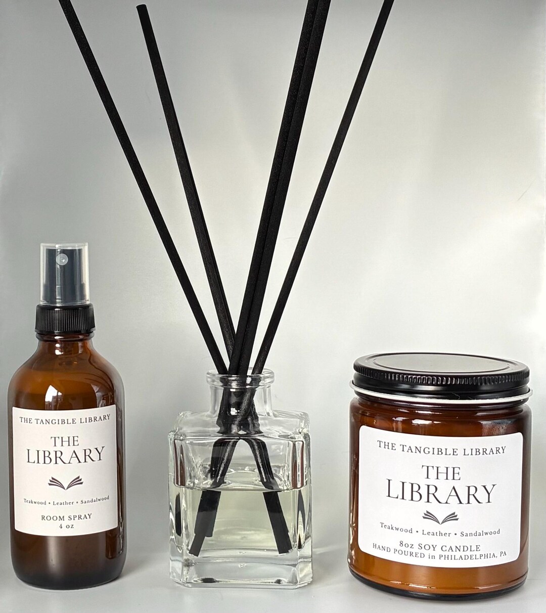 The Library Fragrance Gift Set | Candle + Reed Diffuser + Room Spray ...