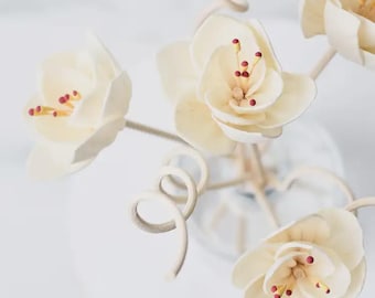 Difusor decorativo de varillas/flor, espiral, fibra negra (juego de 6)