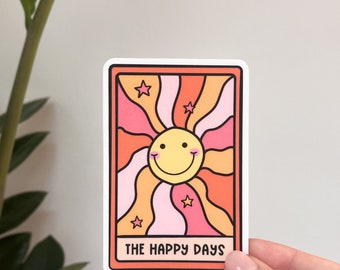 Tarotklistermärket "Lyckliga dagar", tarotkortklistermärke, vattenflaskklistermärke, laptopklistermärke, flickklistermärke, tarotklistermärke "Lyckliga dagar"