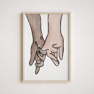 Interracial Hands Wall Art, Interracial Couple Black and White Love Print, Interracial Love Art, Interracial Valentine's Gift