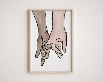 Interracial Hands Wall Art, Interracial Couple Black and White Love Print, Interracial Love Art, Interracial Valentine’s Gift