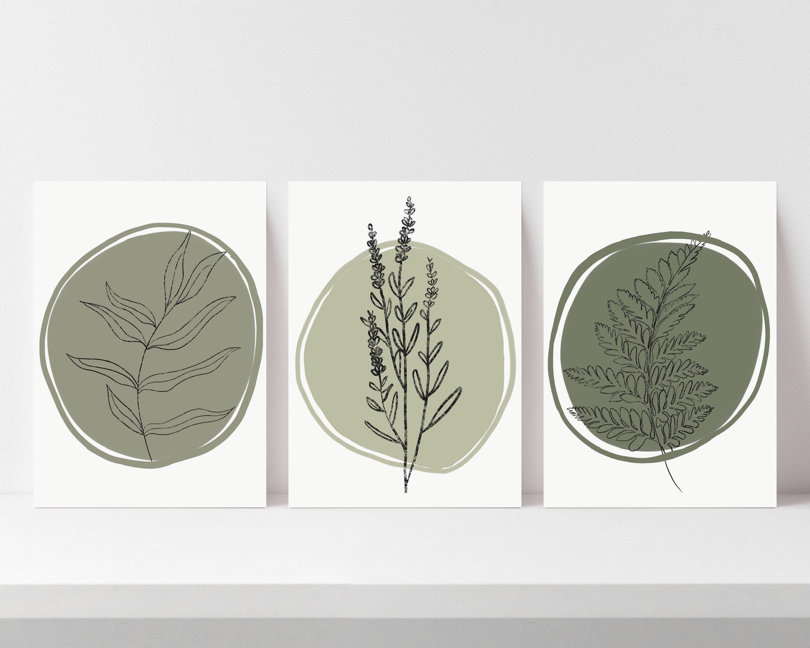 Sage Green Set of Prints Sage Green Bedroom Decor Sage Green Etsy