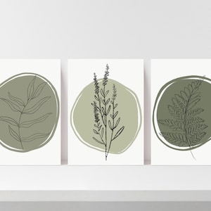 Sage Green Set of Prints, Sage Green Bedroom Decor, Sage Green Wall Art, Botanical Set of 3 Prints, Spring Home Decor, Wildflower Print Set