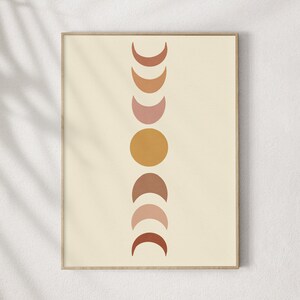 Moon Print, Phases of the Moon Printable, Moon Wall Art, Moon Phases Home Decor, Boho Moon Art, Boho Art, Moon Phase Poster, Girl Bedrooms
