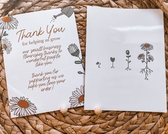 Daisy Thank You Card, Packaging Insert, Small Business Supplies, Two Sided Thank You Card, Thank You Package Insert, Small Shop Branding