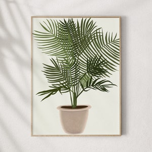 Palm tree print, Tropical print, Beach house print, Beach house art, Botanical print, Plant print, Simple plant print, Plant digital print