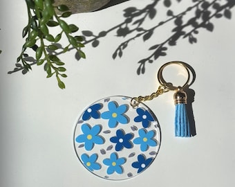 アジサイの花のアクリルキーホルダー // 誕生日プレゼント、ギフトの