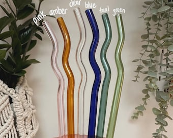 Glas gewelltes Stroh, wiederverwendbare Glas Stroh, süße gewellte Stroh, Umwelt freundliche Glas Stroh, Eiskaffee Glas Stroh, rosa gewellt Stroh, Cup Add-On
