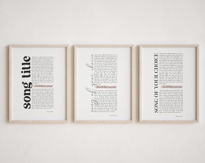 Personalized Song Lyric Print, Wedding Song Art, Sentimental Gift, Music Wall Decor, Favorite Song Gift, Custom Lyric Print, Bible Verse Art