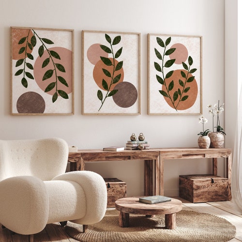 Boho Set of 3 Prints Botanical Living Room Art Plant Prints - Etsy