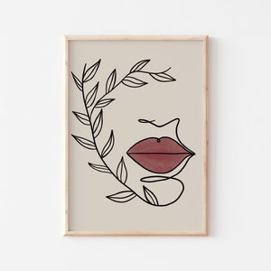 Female Line Art, Modern Line Art, Feminist Line Art, Botanical Line Art, Woman Face Drawing, Abstract Face Line Art Print, Face Line Drawing