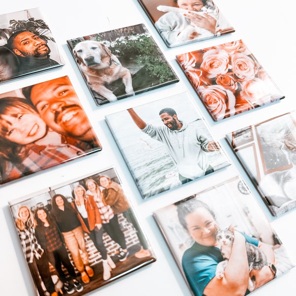 Custom Photo Magnets, 2 inch Personalized Magnets, Set of 9 Magnets, Photo Magnets, Square Magnets, Custom Pet Magnets, Photo Album Magnets