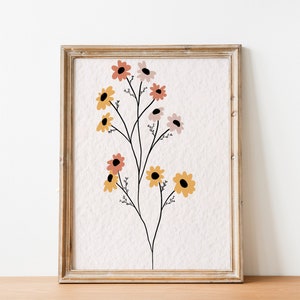Boho Flower Wall Art, Printable Wall Art, Digital Download, Boho Art Print, Boho Home Decor, Botanical Wall Art, Boho Art, Gifts for Her