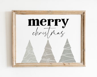 Merry Christmas Sign, Christmas Wall Art, Christmas Prints, Christmas Wall Decor, Boho Christmas Print, Boho Christmas Decor, Xmas Tree Art