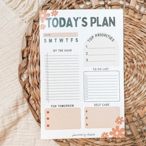 Daily Planner Notepad, To Do List Notepad, 50 Sheet Planner Notepad, Hourly Planner, Floral Planner, Organization Gifts image 7