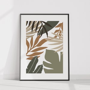 Botanischer Druck, Monstera Blatt, tropische Pflanzen Kunst, tropisches Dekor, Pflanzen Poster, Wohnzimmer Wandkunst, botanische Boho Kunst, Pflanzen Wandkunst