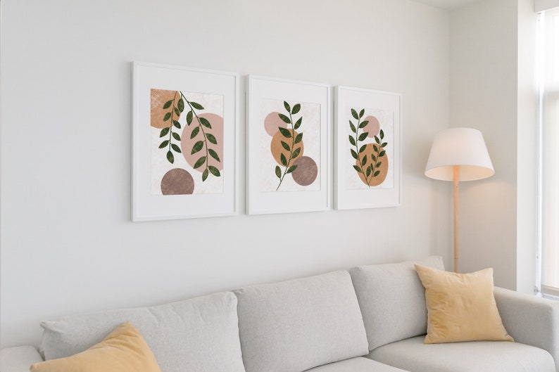 Boho Print Set, Minimalist decor, Set of 3 Prints, Botanical Print Set, Terracotta Prints, Boho Home Decor, Simple Art Prints, Boho Bundle image 4