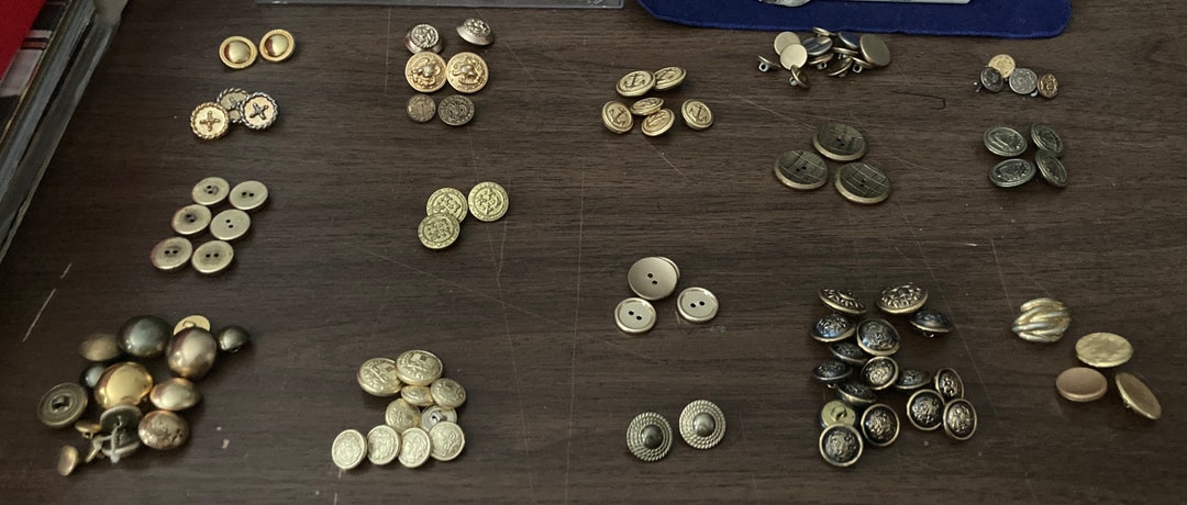Huge Lot of 90 Plus Vintage Gold Buttons. Many Different Shapes and ...