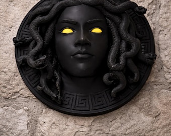 Medusa-Wanddekoration, 3D-Skulptur, Durchmesser 24 cm, Mythologie-Stil