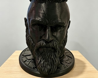 Ragnar Style Decorative Statue – Viking Bust in Black Resin – Modern Design – 23 cm