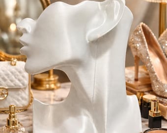 Minimalistischer Ohrringständer mit Gesichtsmotiv, 3D-Schmuckständer, weiße Schaufensterpuppenbüste