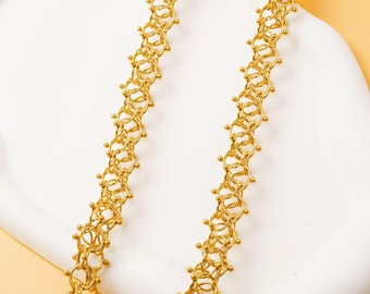 Halskette aus vergoldetem Edelstahl mit Zyklonkette, 1,0 cm breit, graviert – Länge 55 cm + 5 cm Verlängerung