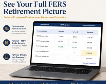 FERS Retirement Calculator | Dual Income Household Planner (Excel File)